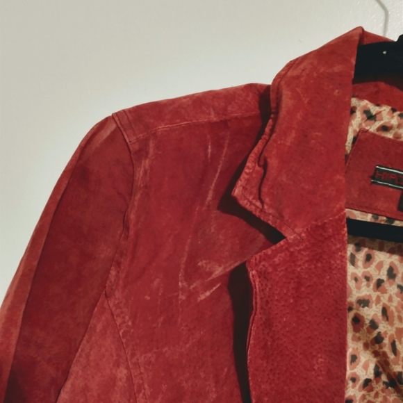 90's early 2000's Y2K leather jacket with leopard lining, Hypo Active 1x - Picture 5 of 5